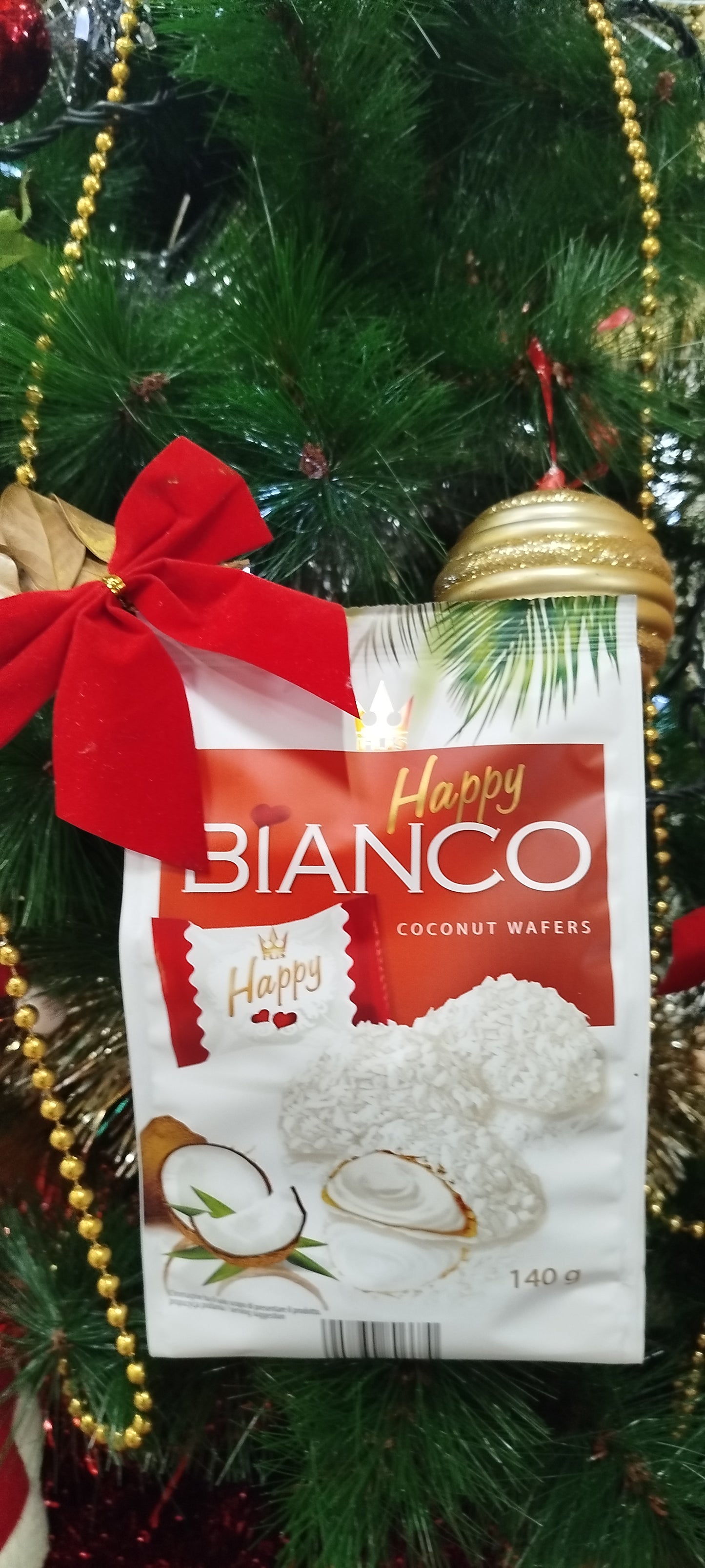 Chocolate Happy Bianco wafers com recheio de côco