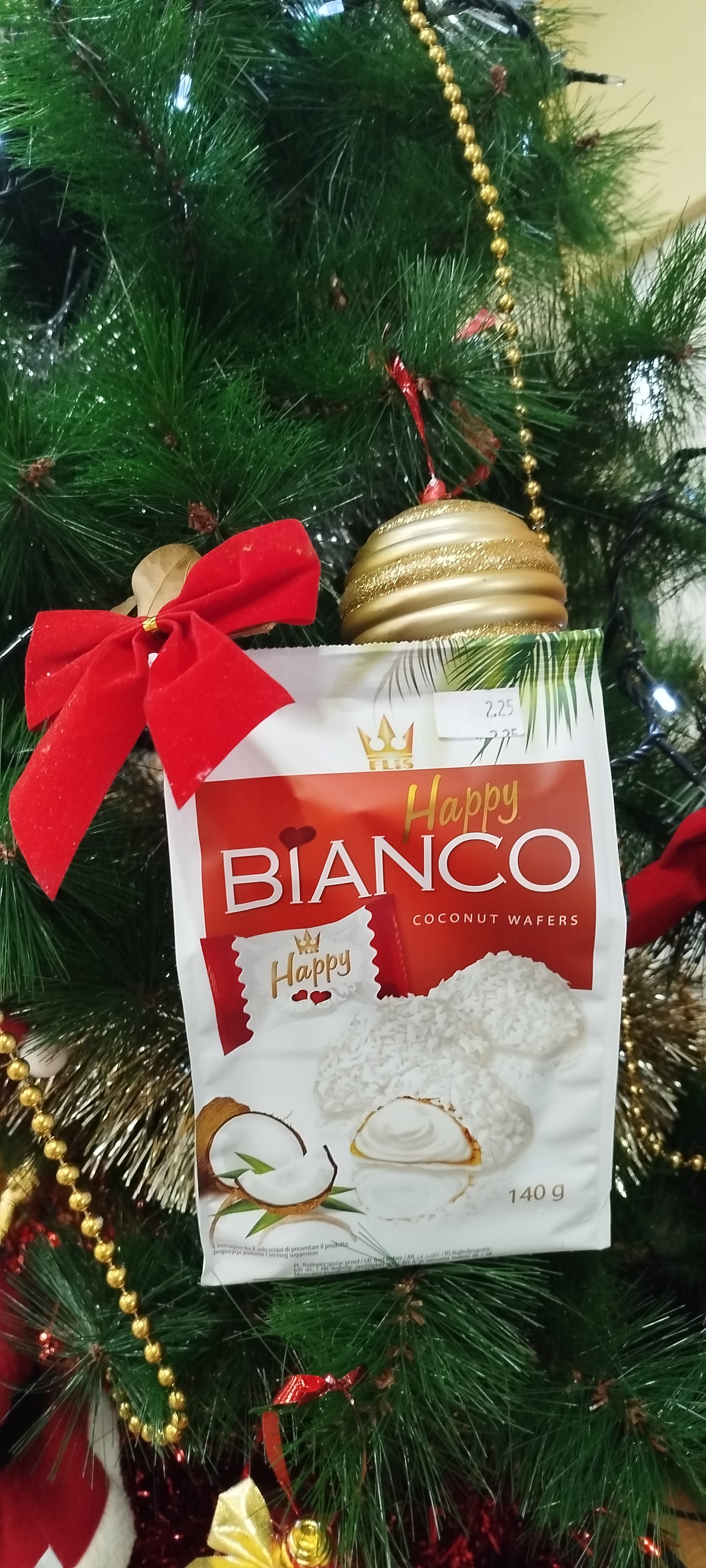 Chocolate Happy Bianco  wafers com recheio de côco